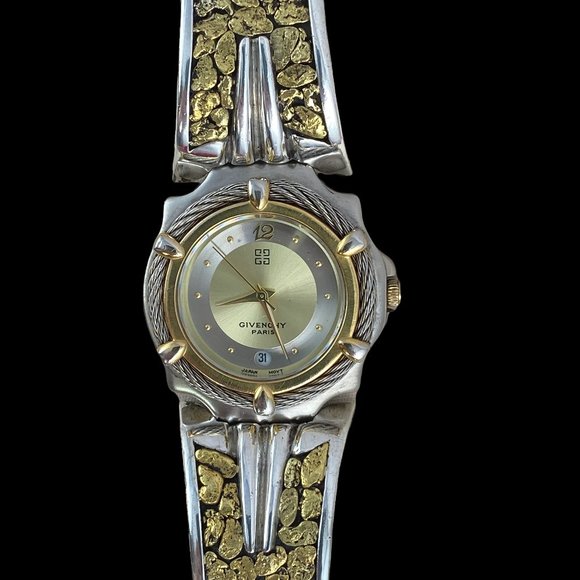 Vintage Givenchy Paris Watch with 23 Karat plus Gold Nugget Bracelet - Picture 8 of 17